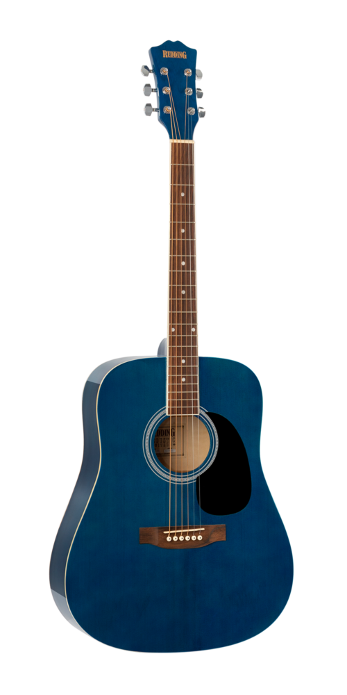 Dreadnought acoustic guitar transparent blue. Right.